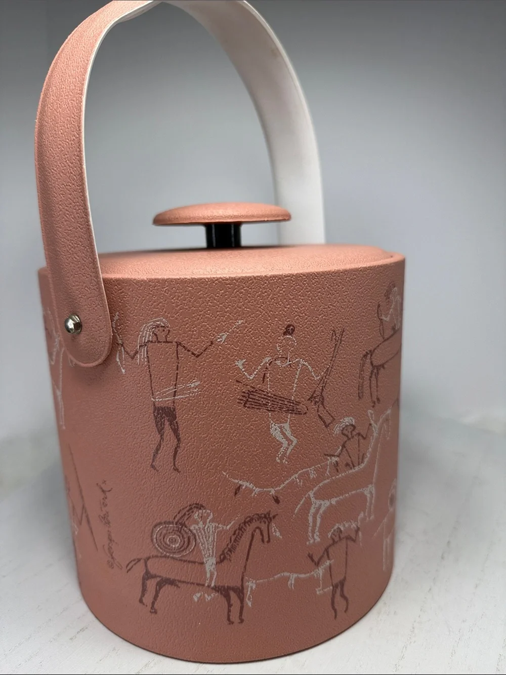 Vintage George Briars Pink Leatherette Ice Bucket with Handle